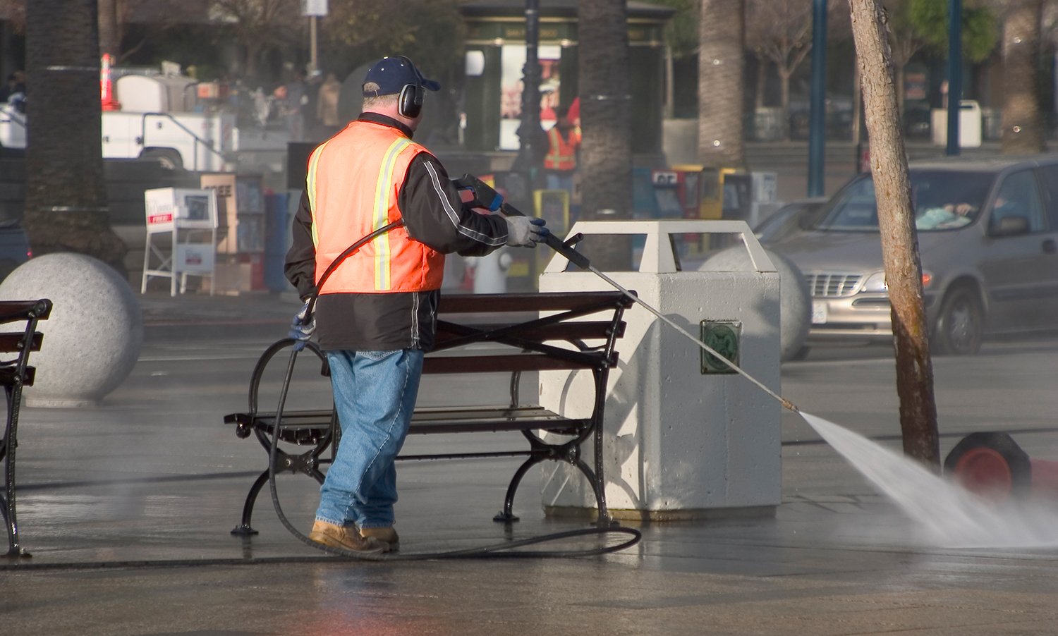 Powerful Pressure Washer Using to Clean Dirty Driveway
