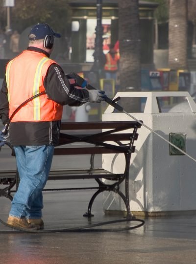 Powerful Pressure Washer Using to Clean Dirty Driveway