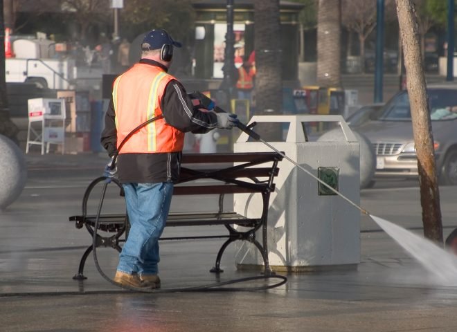 Powerful Pressure Washer Using to Clean Dirty Driveway